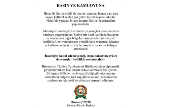 Hatay  Ticaret ve Sanayi Odası Hikmet Çinçin  Basın Açıklaması 